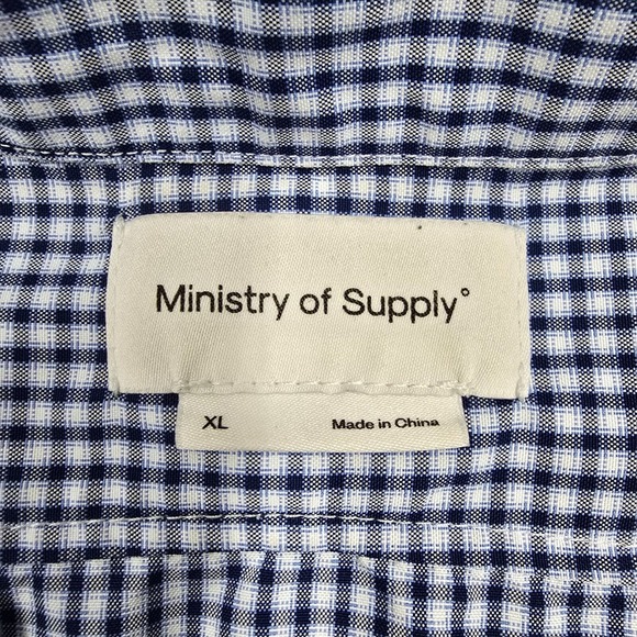Ministry of Supply Shirt Mens XL Blue Plaid Button Up Long Sleeve Vented Office‎ - Picture 6 of 13